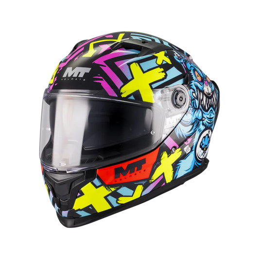 CASCO MT HELMET INTEGRALE BRAKER SV CON SPOILER POSTERIORE CRAZY TEDDY