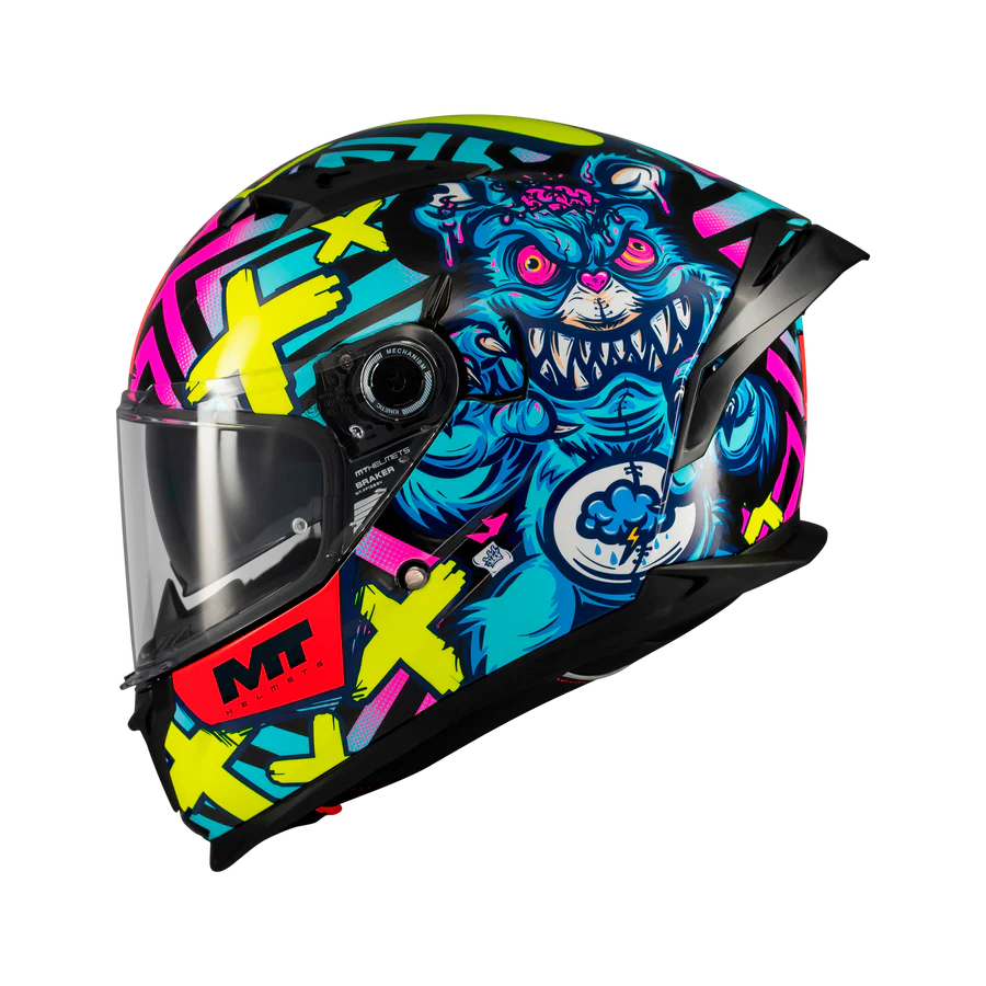 CASCO MT HELMET INTEGRALE BRAKER SV CON SPOILER POSTERIORE CRAZY TEDDY