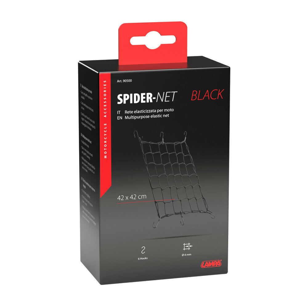 RAGNO RETE ELASTICIZZATA PER MOTO  NERO 42X42 CM