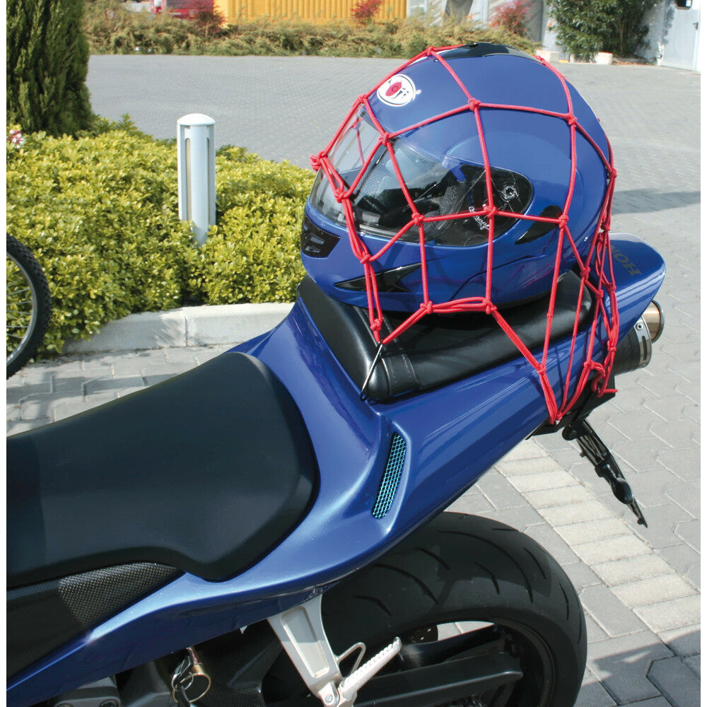 RAGNO RETE ELASTICIZZATA PER MOTO ROSSO 42X42 CM