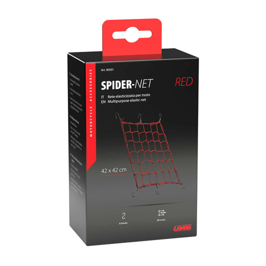 RAGNO RETE ELASTICIZZATA PER MOTO ROSSO 42X42 CM