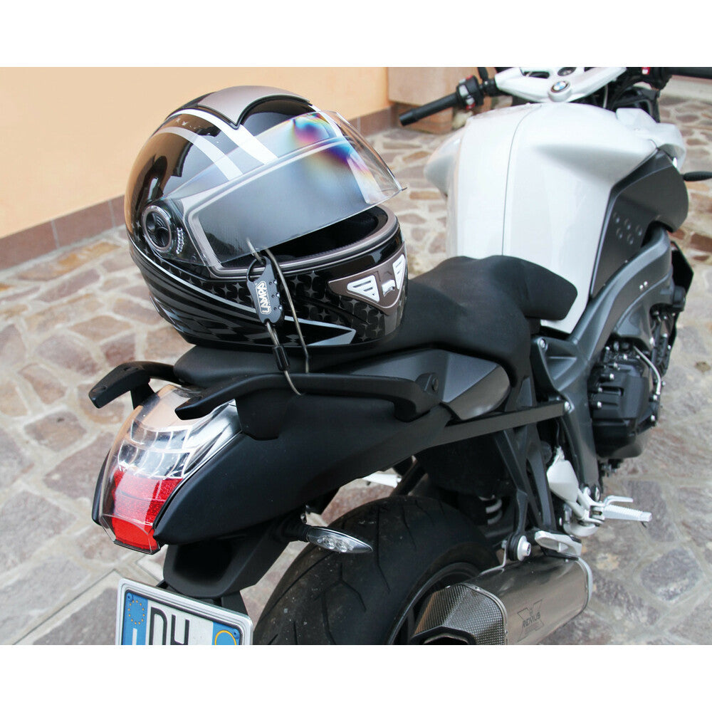 LUCCHETTO ANTIFURTO CASCO MOTO LAMPA CON CAVO 150 CM PER ATTACCO GIACCA