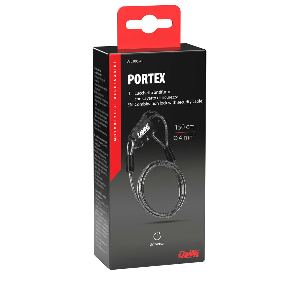LUCCHETTO ANTIFURTO CASCO MOTO LAMPA CON CAVO 150 CM PER ATTACCO GIACCA