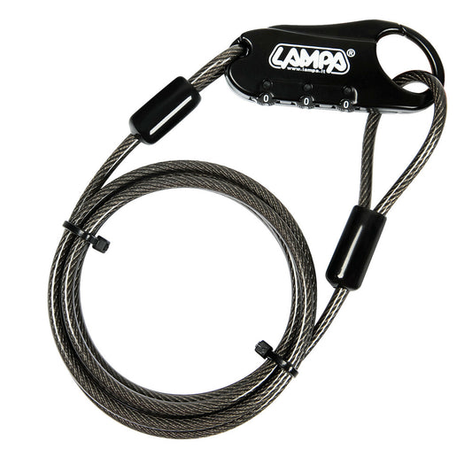 LUCCHETTO ANTIFURTO CASCO MOTO LAMPA CON CAVO 150 CM PER ATTACCO GIACCA