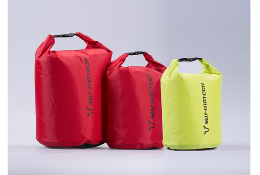 Set di sacche da sella Drypack 4/8/13 l. Giallo/rosso. Impermeabile.