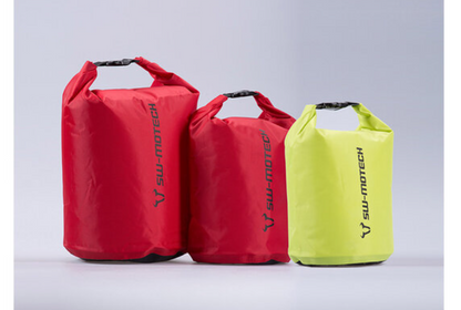 Set di sacche da sella Drypack 4/8/13 l. Giallo/rosso. Impermeabile.