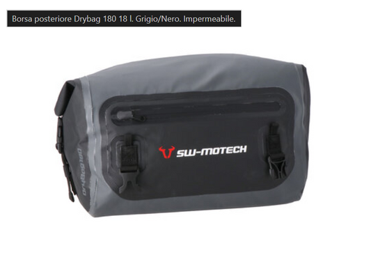 Borsa posteriore Drybag 180 18 l. Grigio/Nero. Impermeabile.