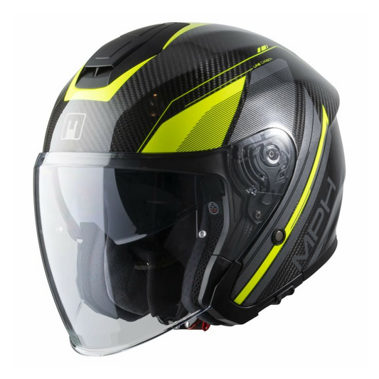 CASCO JET LINE IN CARBONIO DOPPIA VISIERA ( LUNGA ) 22.06 MPH CON PINLOCK