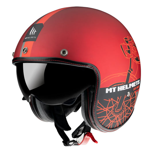 JET MT HELMET LE MANS 2 SV CAFE RACER B5 MATT RED TAGLIA XS