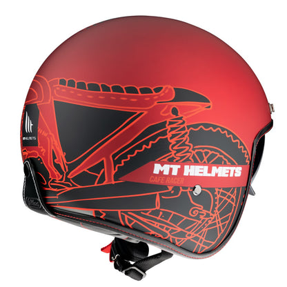 JET MT HELMET LE MANS 2 SV CAFE RACER B5 MATT RED TAGLIA XS