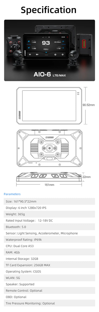 AIO-6 MAX CARPLAY CHIGEE SISTEMA GUIDA INTELLIGENTE